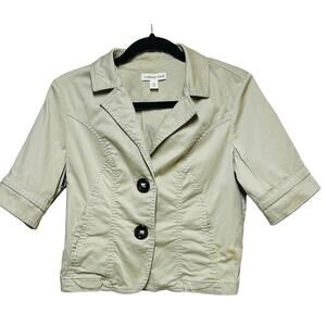 Coldwater Creek Collared Short Sleeve Blazer Tan‎ Women's Size P8